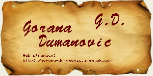 Gorana Dumanović vizit kartica